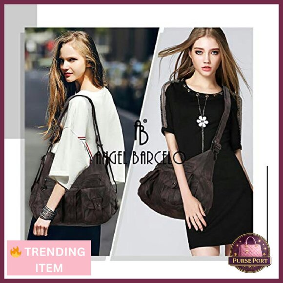 Soft Leather Multifunctional Hobo Backpack Crossbody Bag with Pockets - Picture 3 of 8